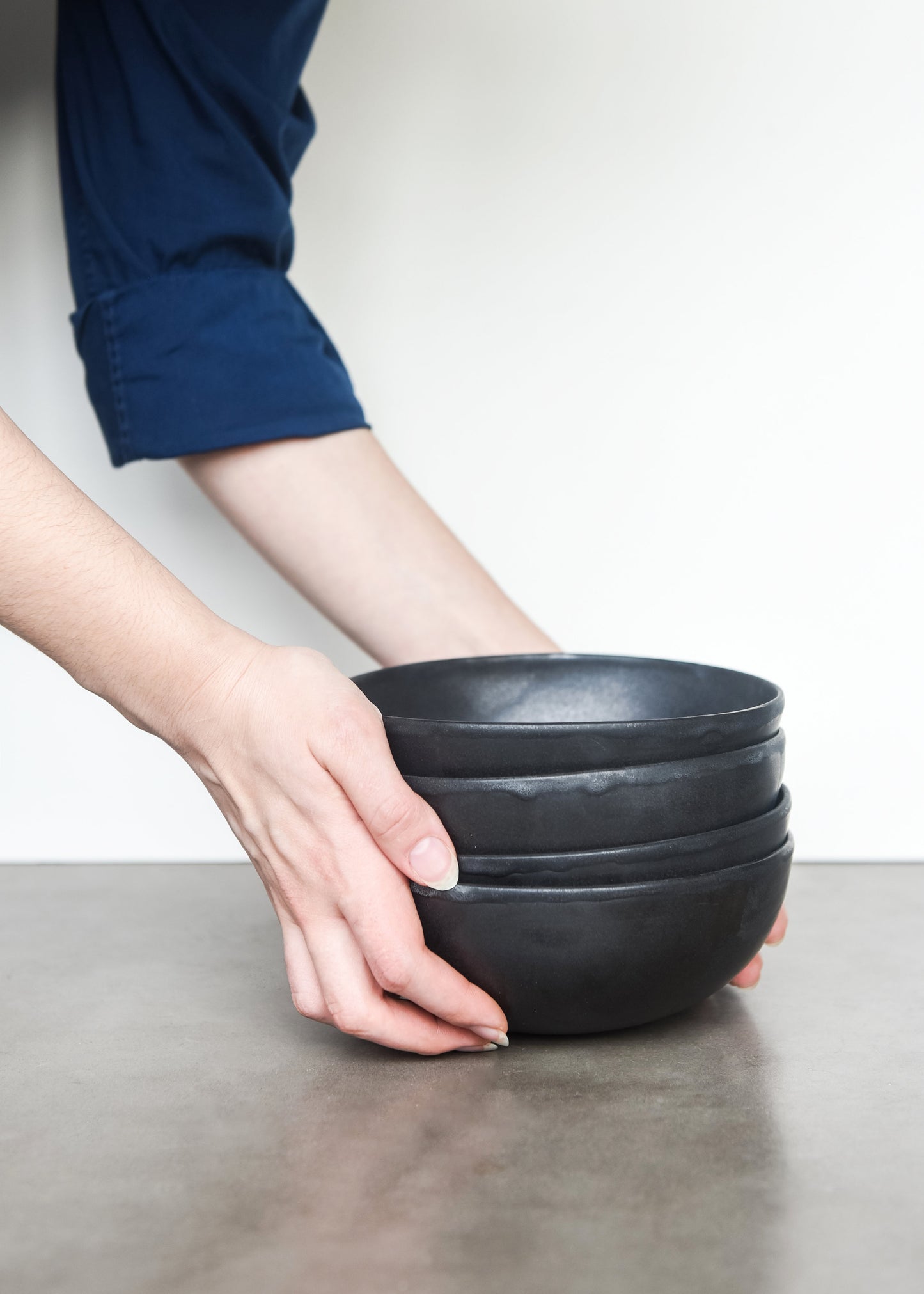 Black Matte Stoneware Bowl