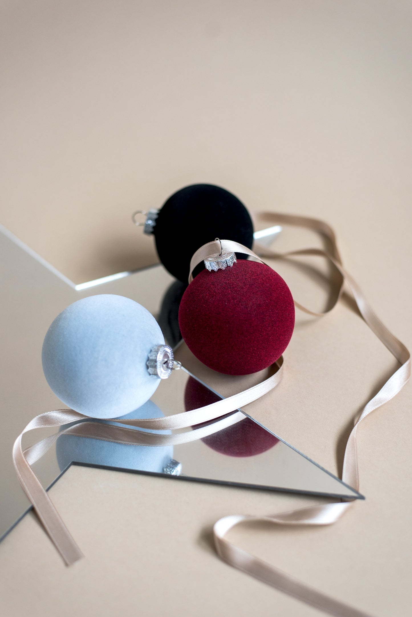 Porcelain Velour Christmas Ball Ornament