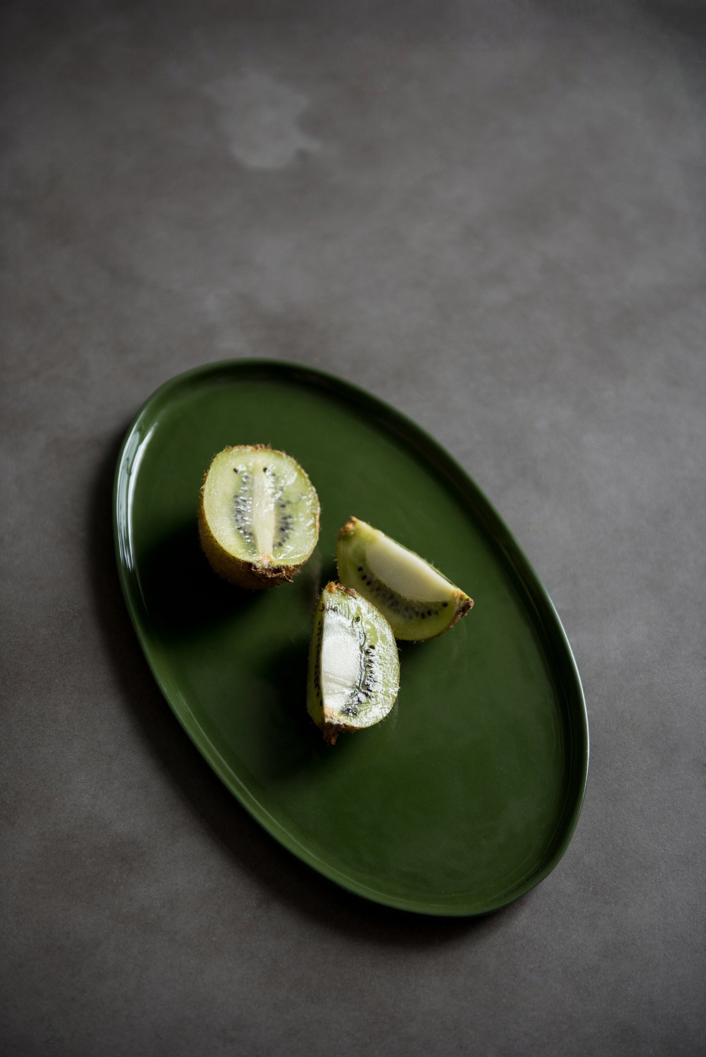 Handmade Oval Porcelain Serving Platter. Green