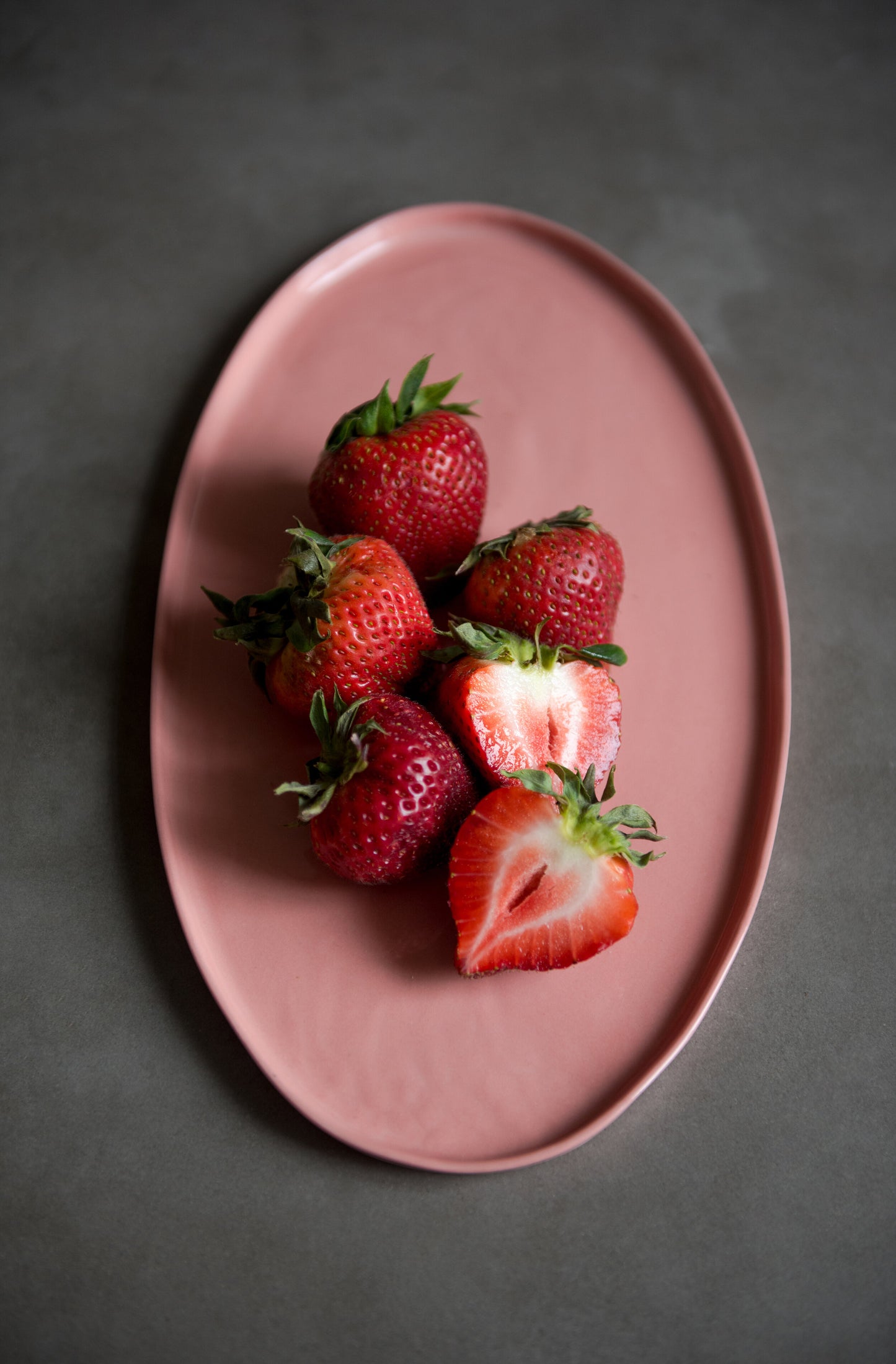 Handmade Oval Porcelain Serving Platter. Powder Pink