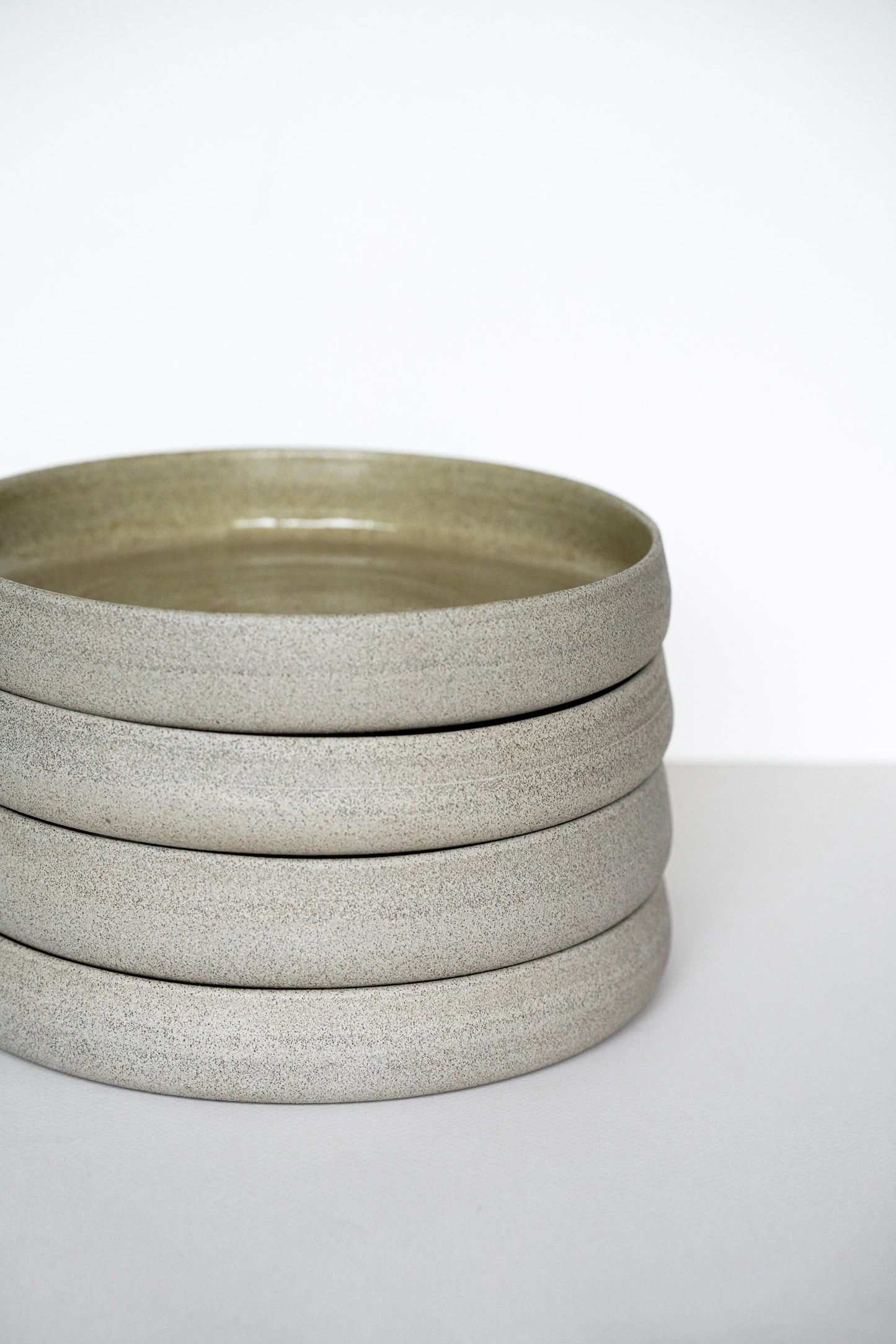 Handmade Stoneware Dinner Plates with High Sides "Concrete"