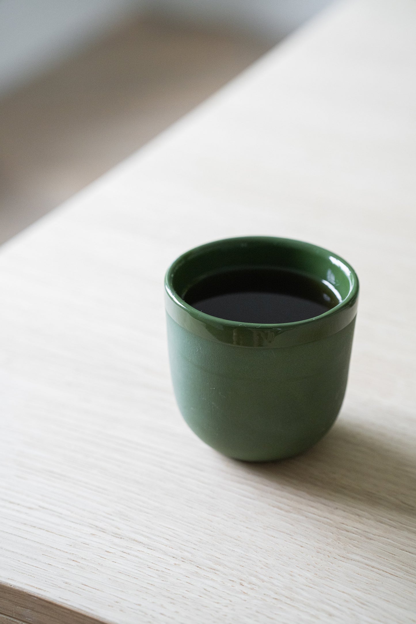 Handmade Porcelain Coffee Cup. Green