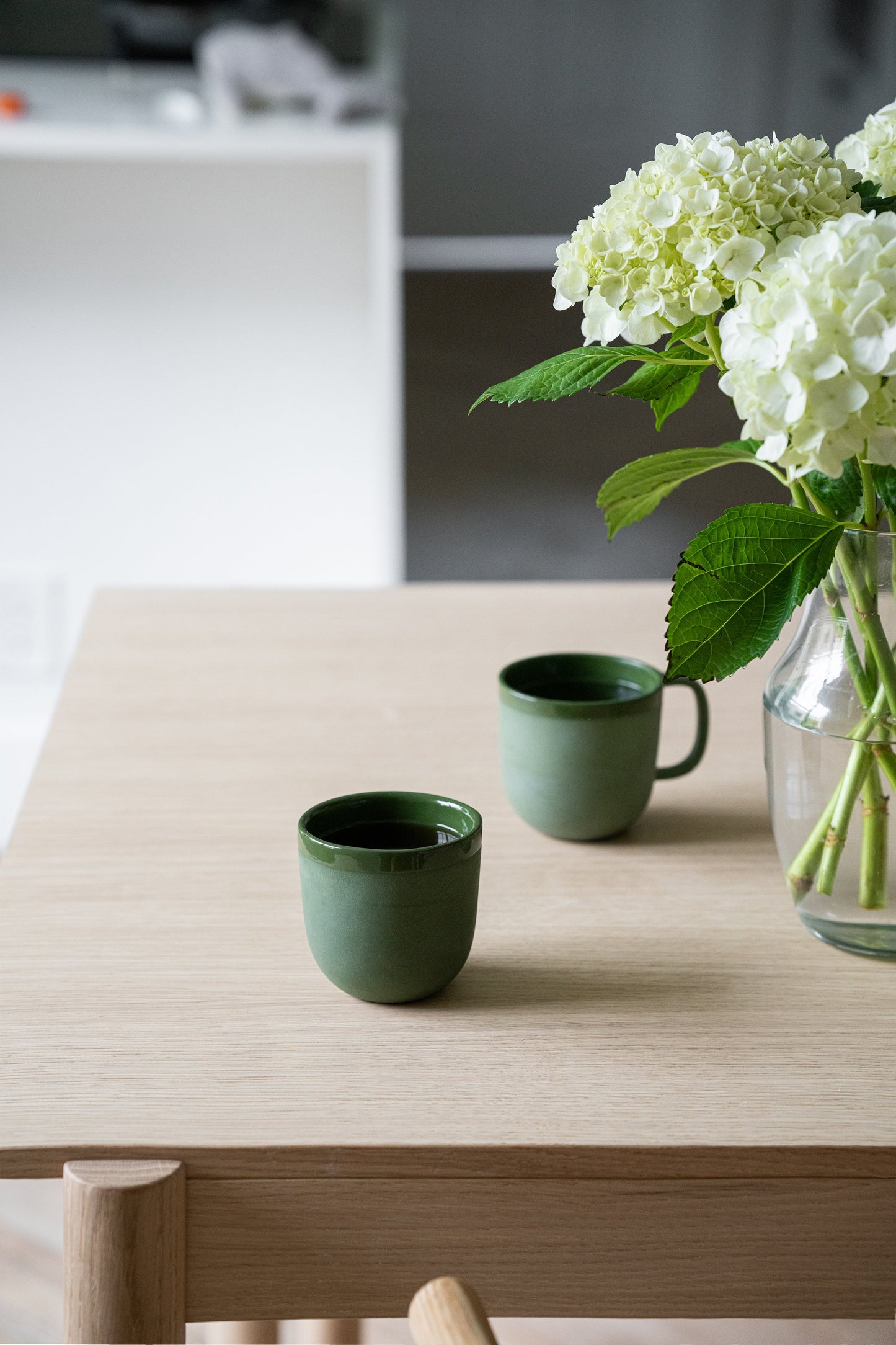 Handmade Porcelain Coffee Cup. Green