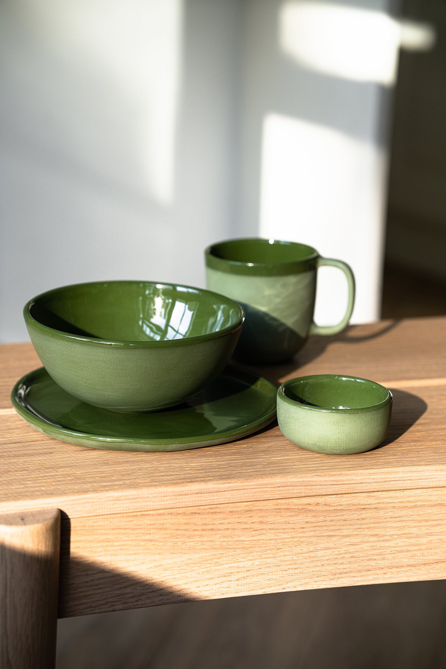 Handmade Porcelain Dinner Plates. Green