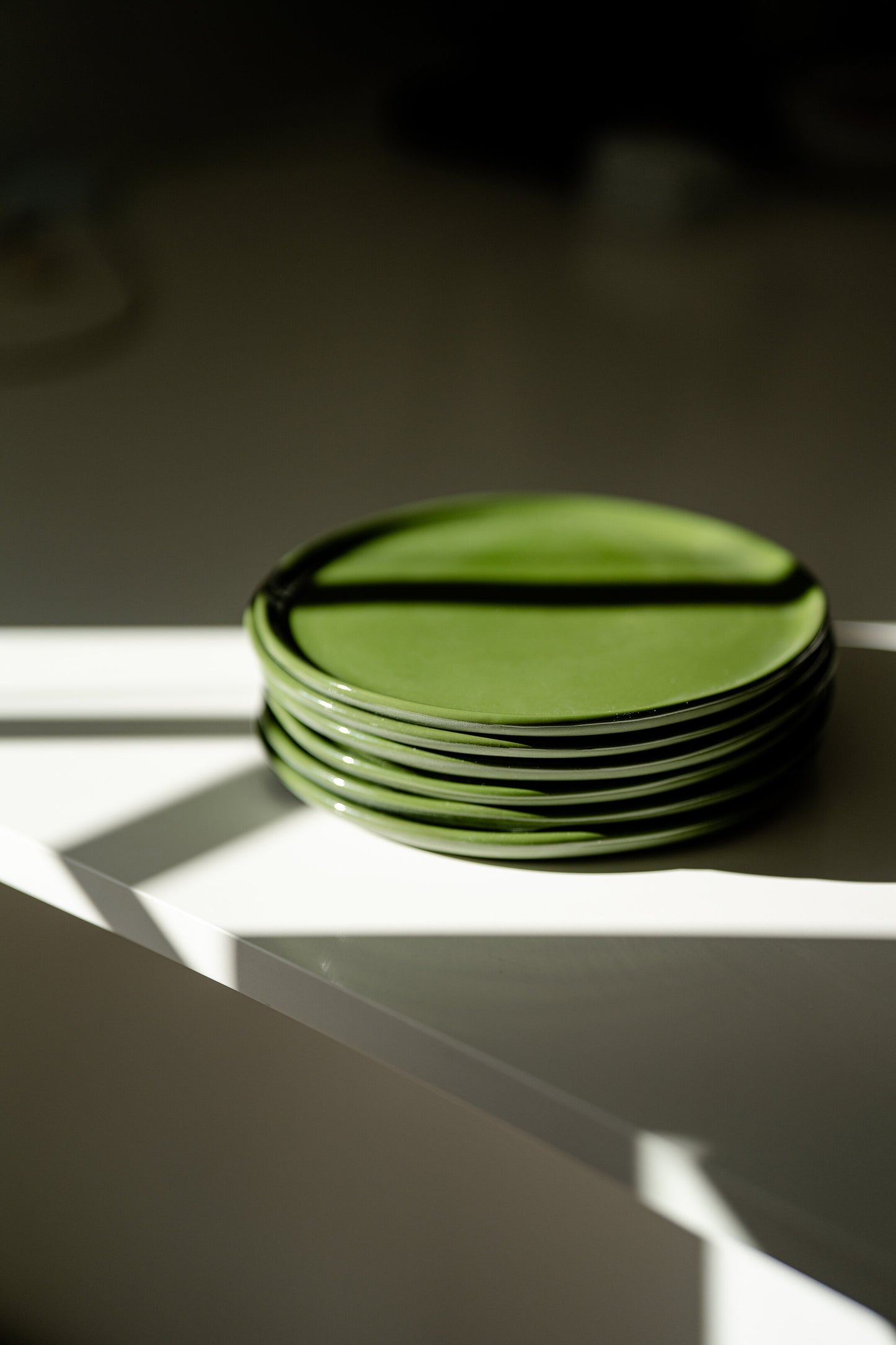 Handmade Porcelain Dinner Plates. Green