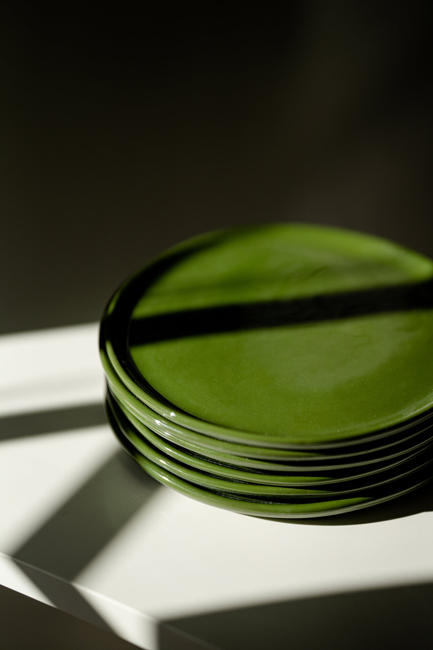 Handmade Porcelain Dinner Plates. Green