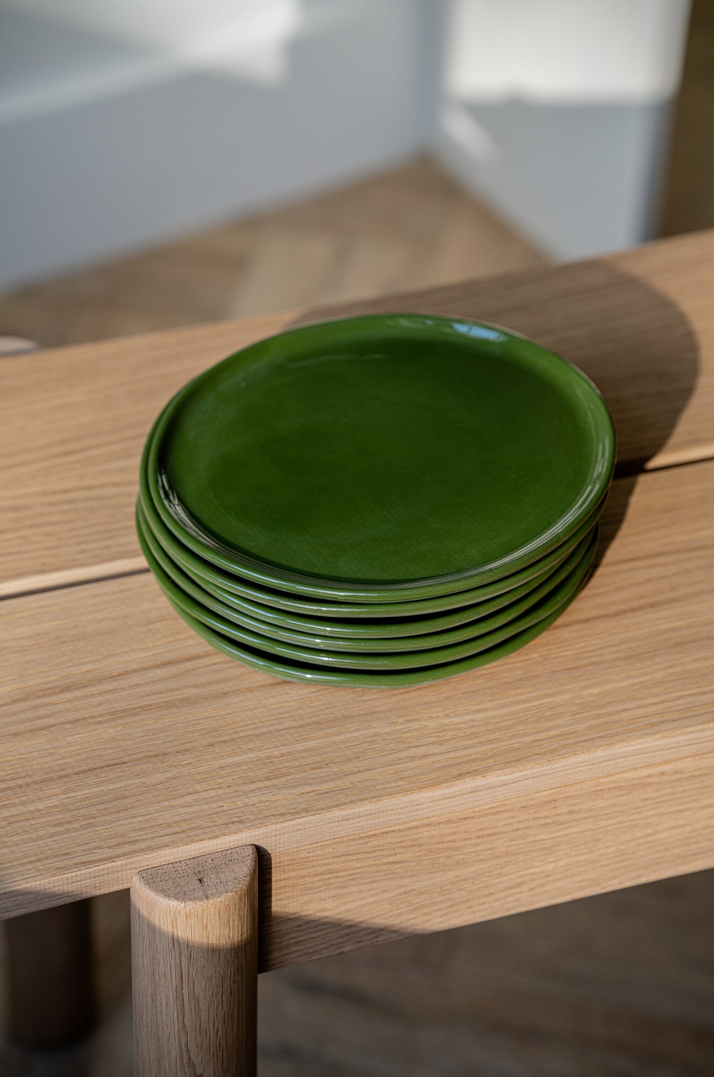 Handmade Porcelain Dinner Plates. Green