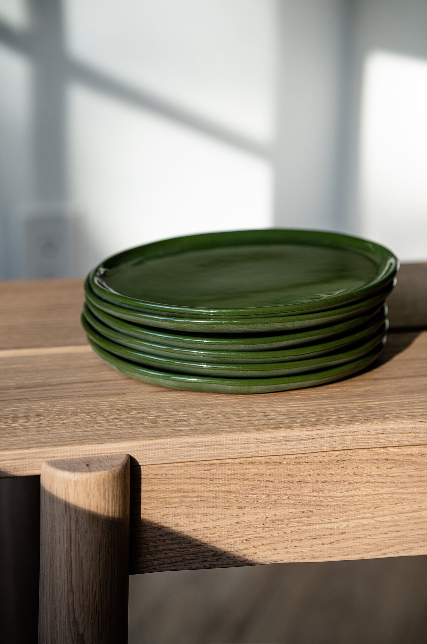 Handmade Porcelain Dinner Plates. Green