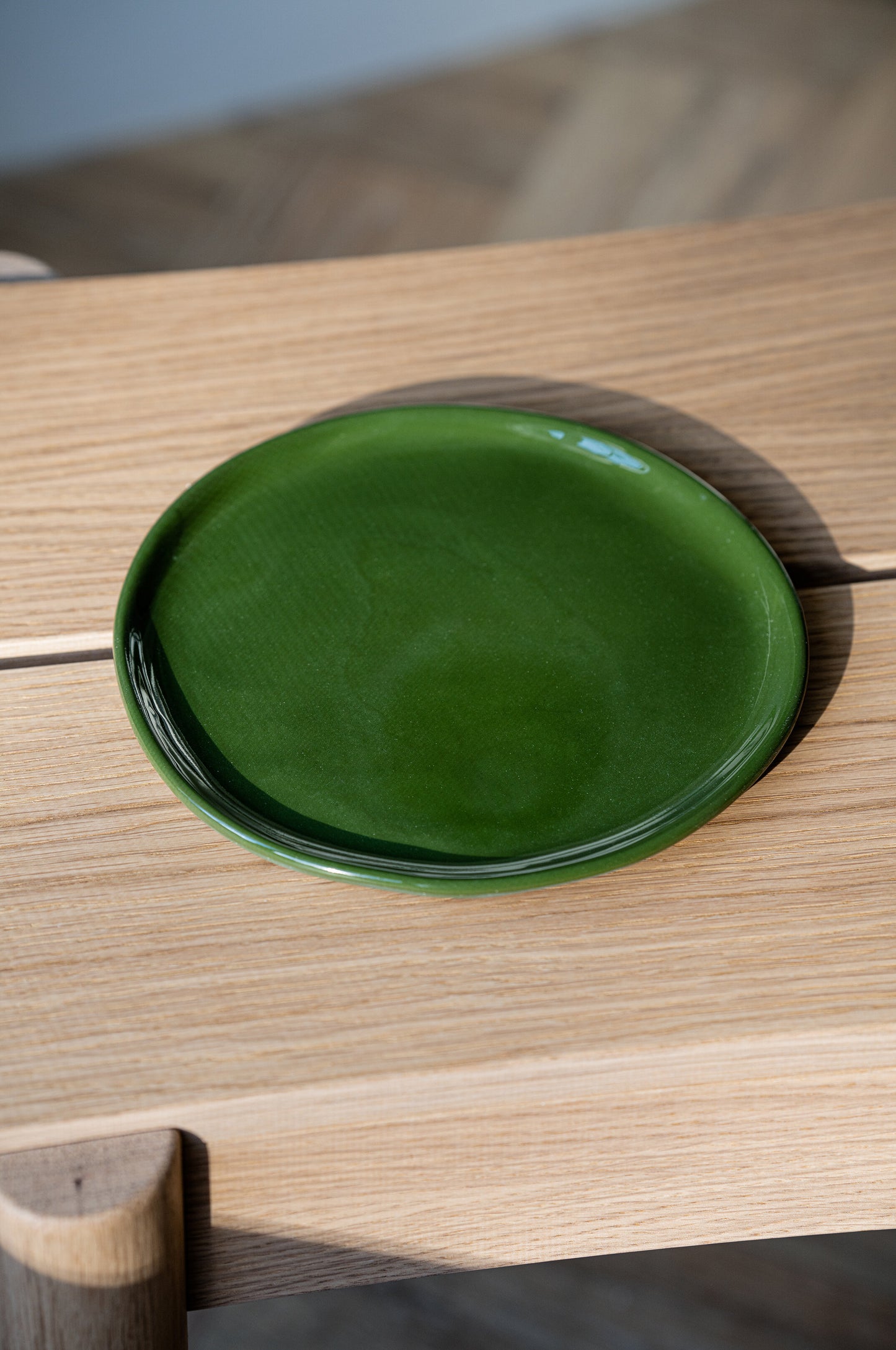 Handmade Porcelain Dinner Plates. Green