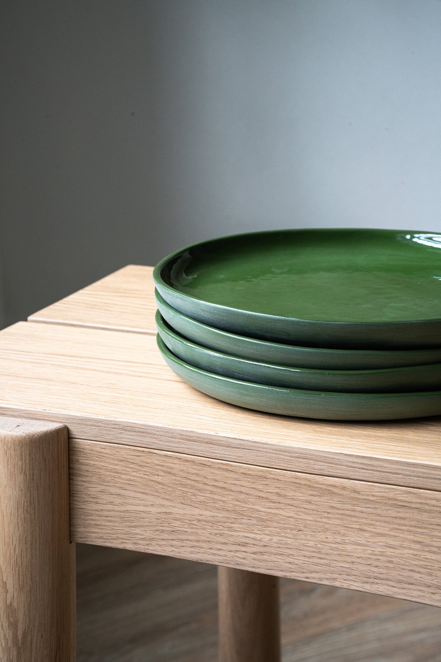 Handmade Porcelain Dinner Plates. Green