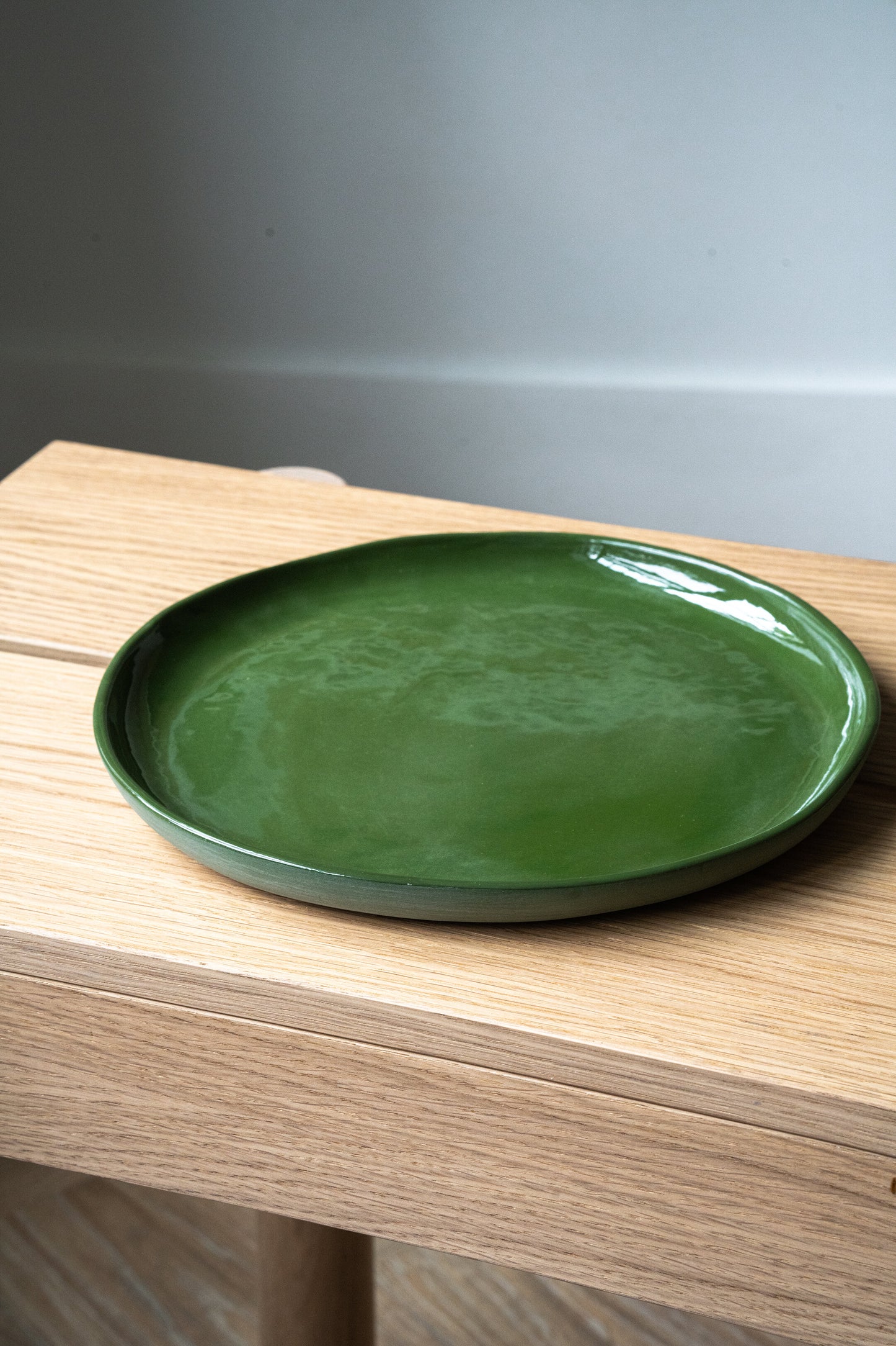 Handmade Porcelain Dinner Plates. Green