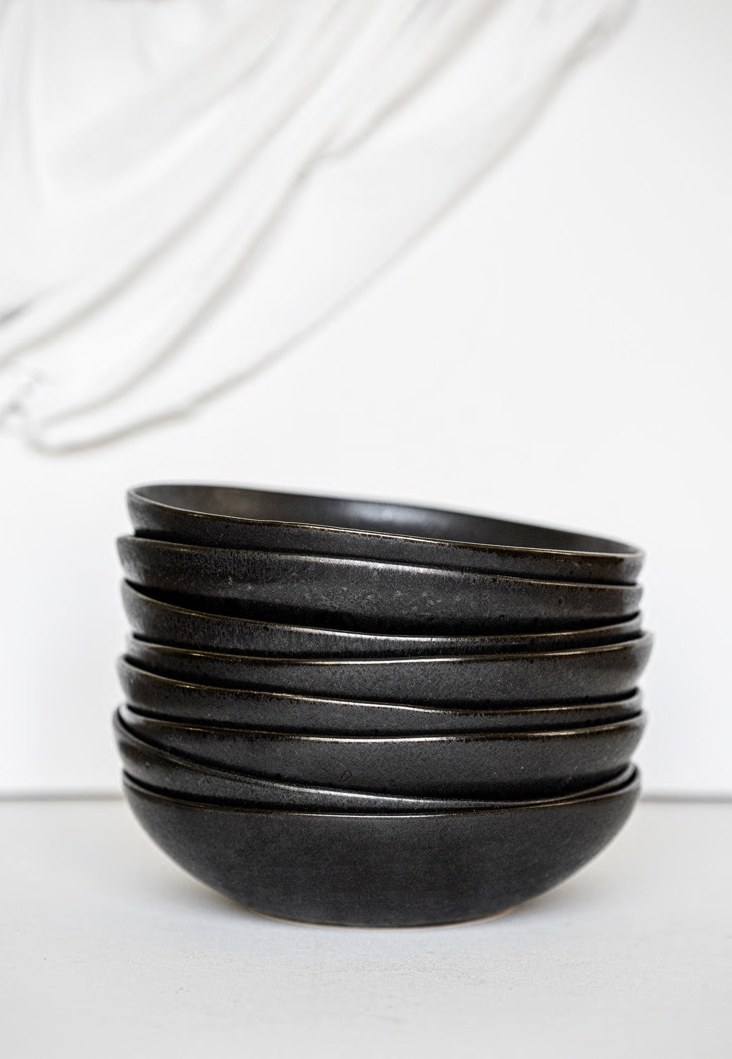 Black Stoneware Pasta Bowl