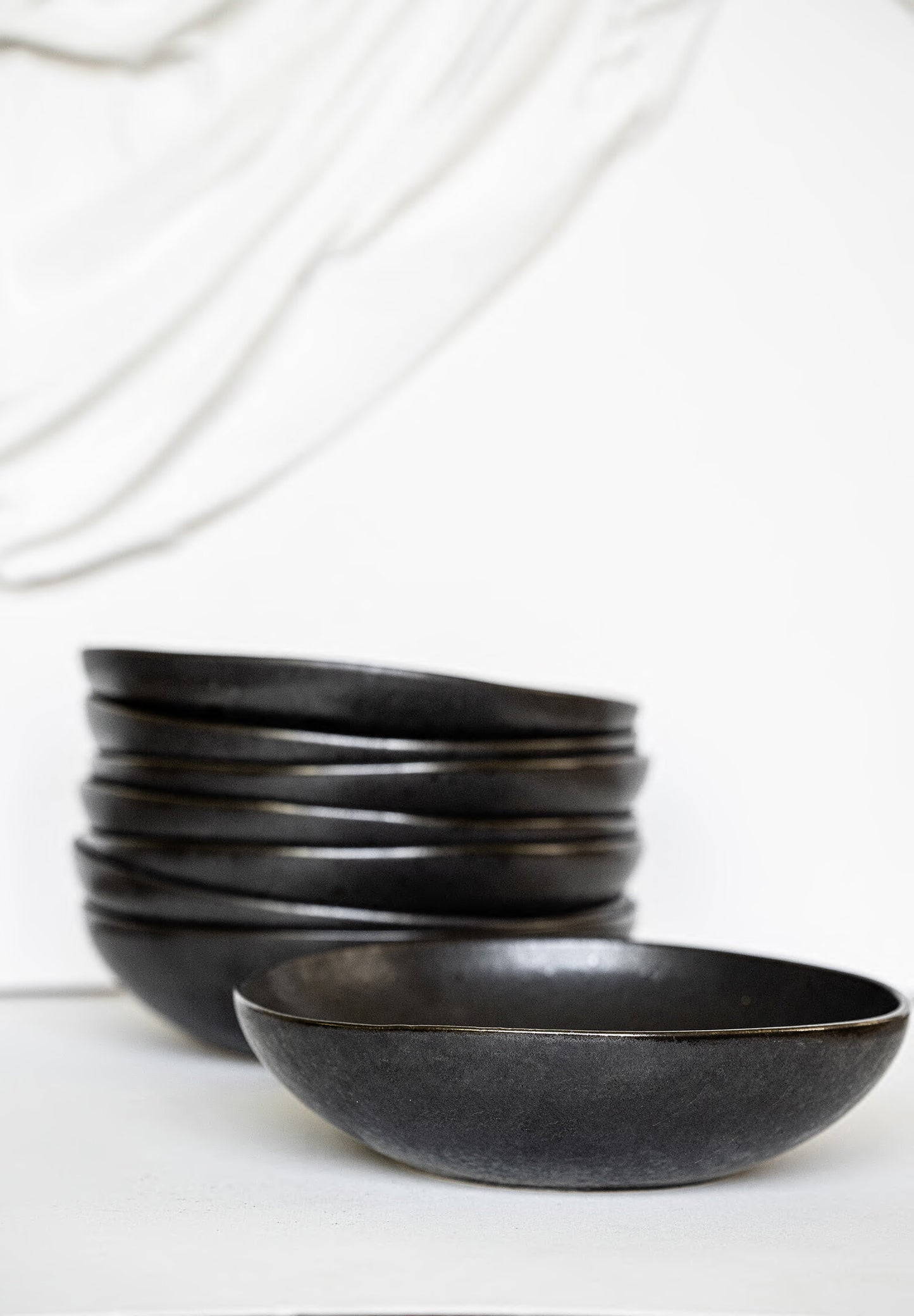 Black Stoneware Pasta Bowl