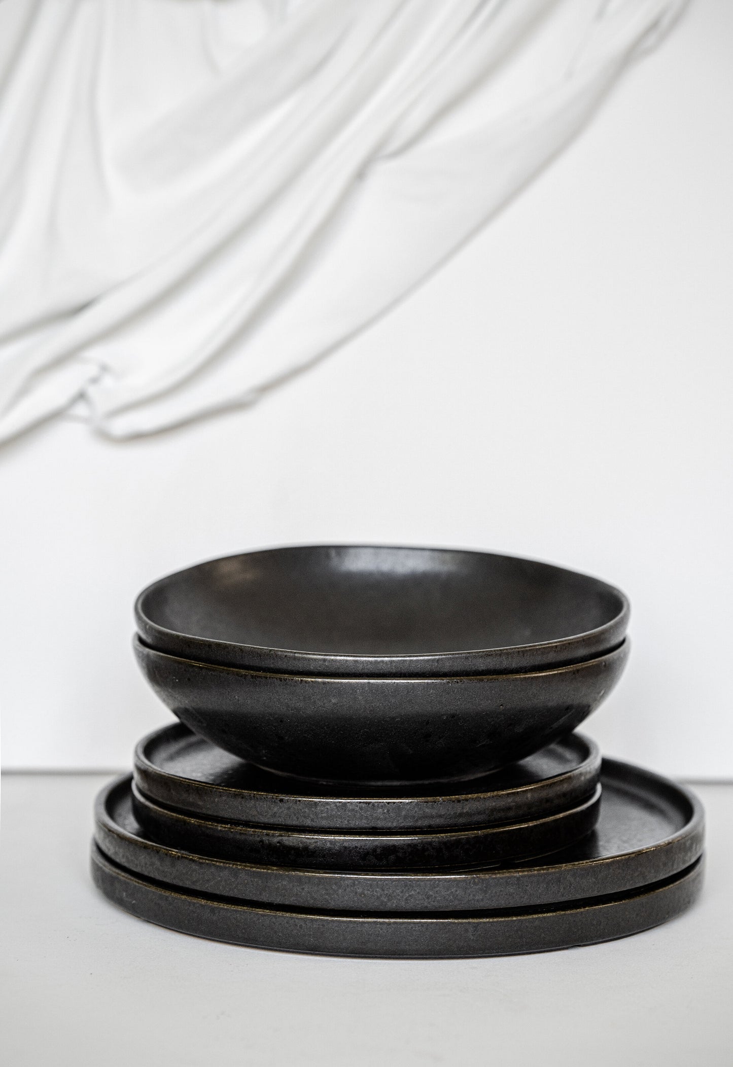 Black Stoneware Pasta Bowl