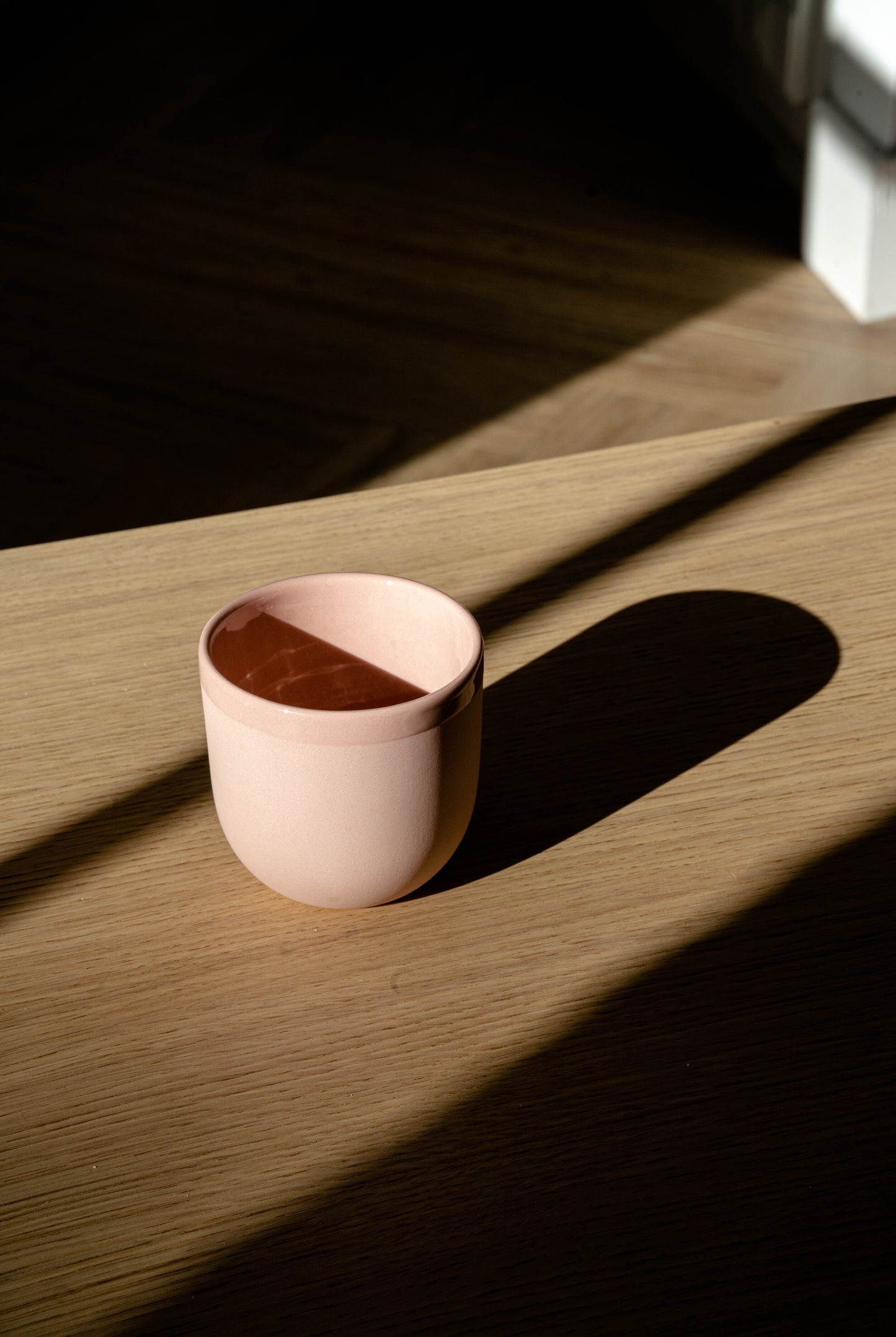 Handmade Porcelain Coffee Cup. Powder Pink