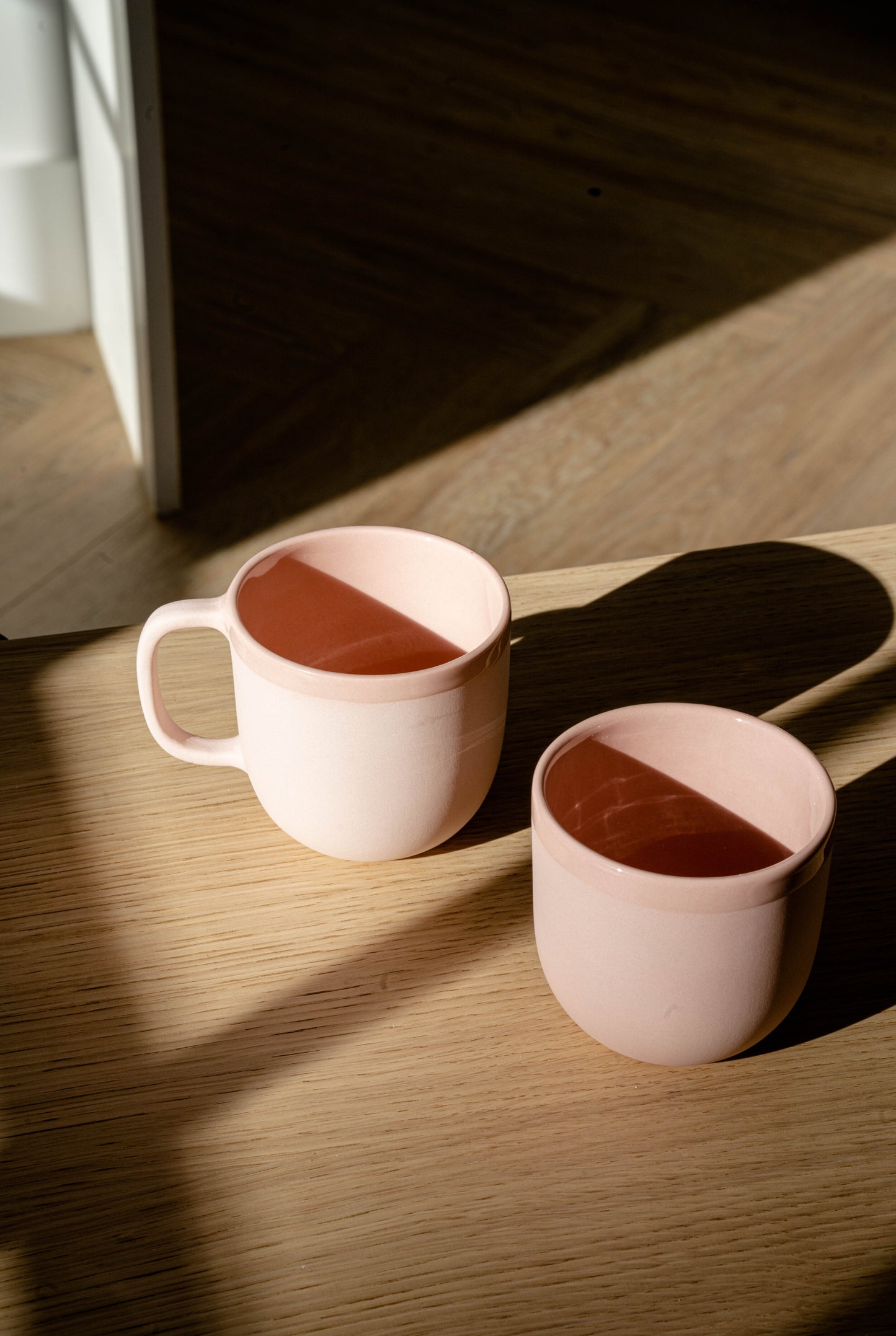 Handmade Porcelain Coffee Cup. Powder Pink