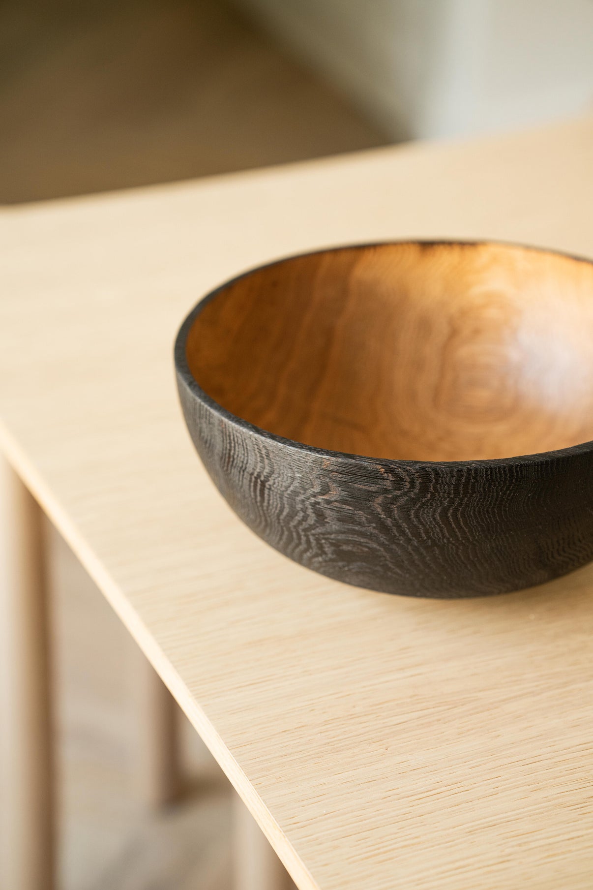Hand Carved Large Half Charred Wooden Bowl main image 1