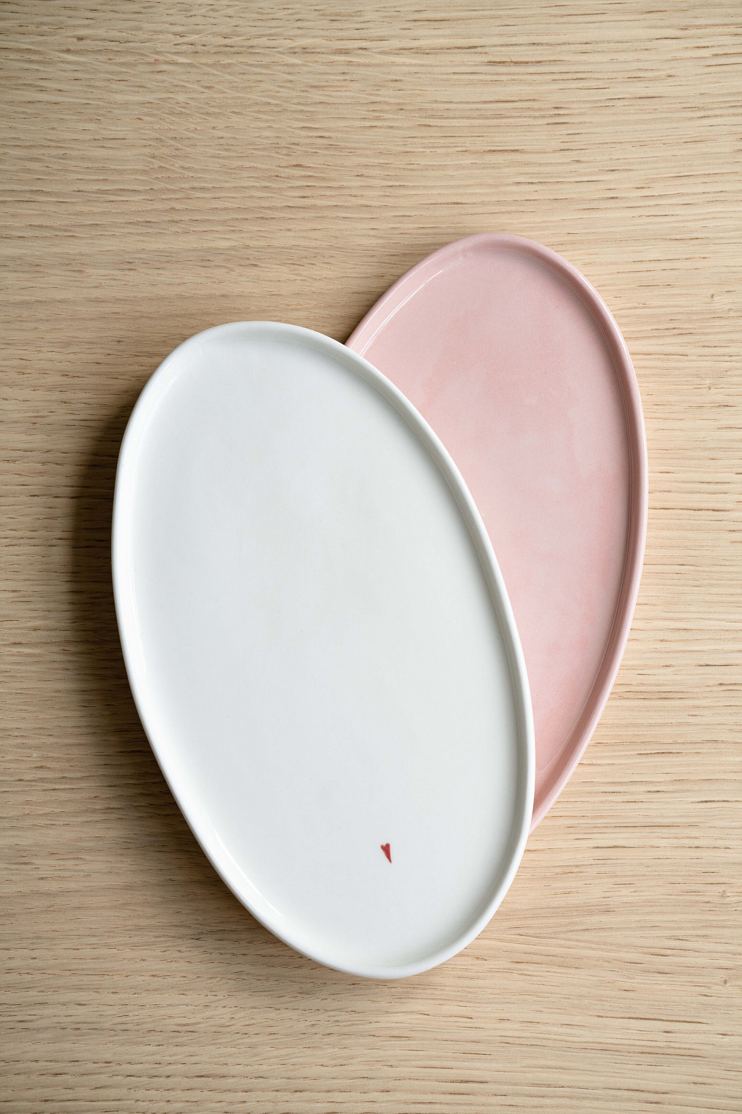 Handmade Oval Porcelain Serving Platter. Powder Pink