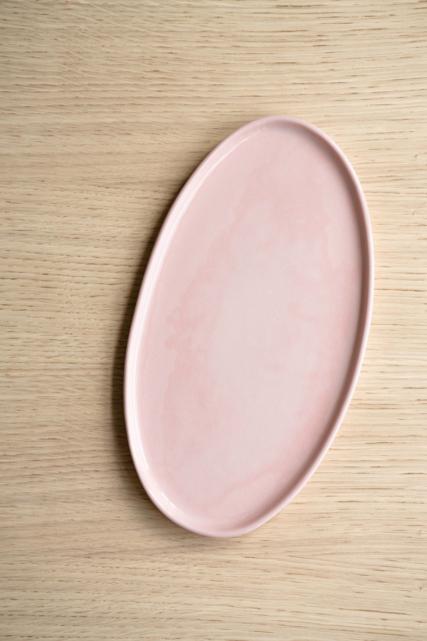 Handmade Oval Porcelain Serving Platter. Powder Pink