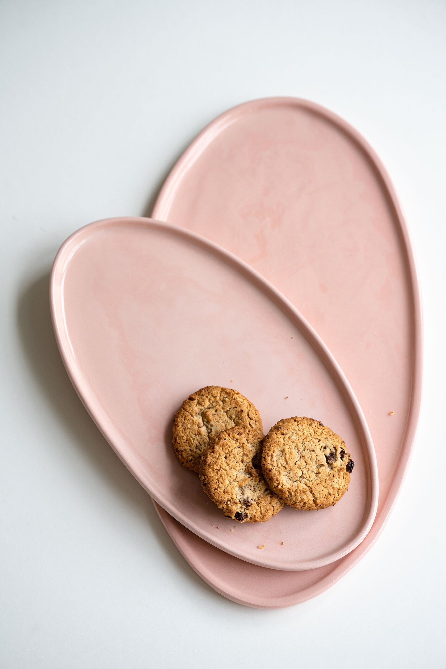 Handmade Oval Porcelain Serving Platter. Powder Pink