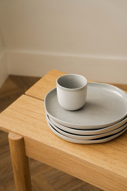 Handmade Porcelain Coffee Cup. Gray Sky