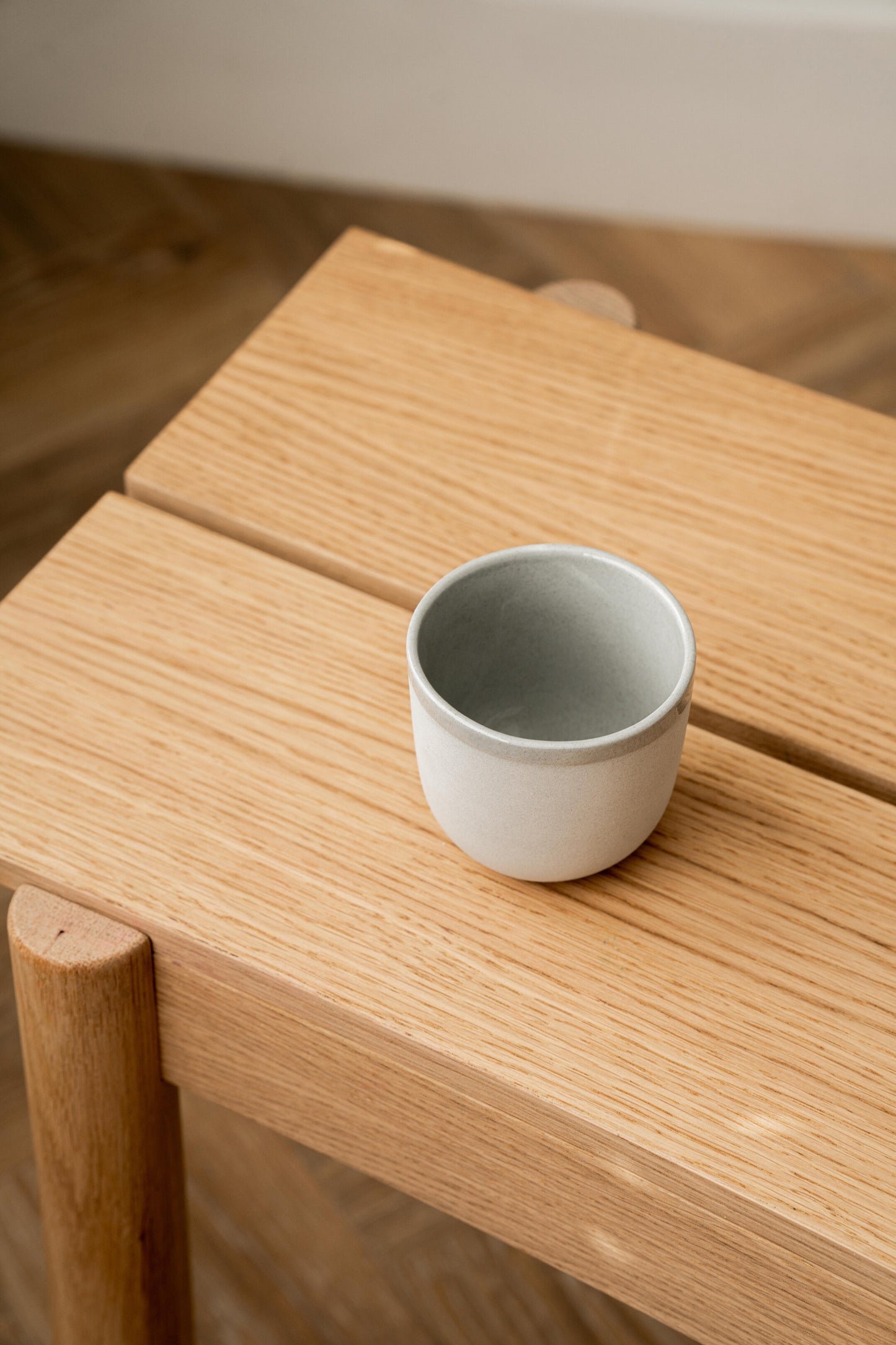 Handmade Porcelain Coffee Cup. Gray Sky