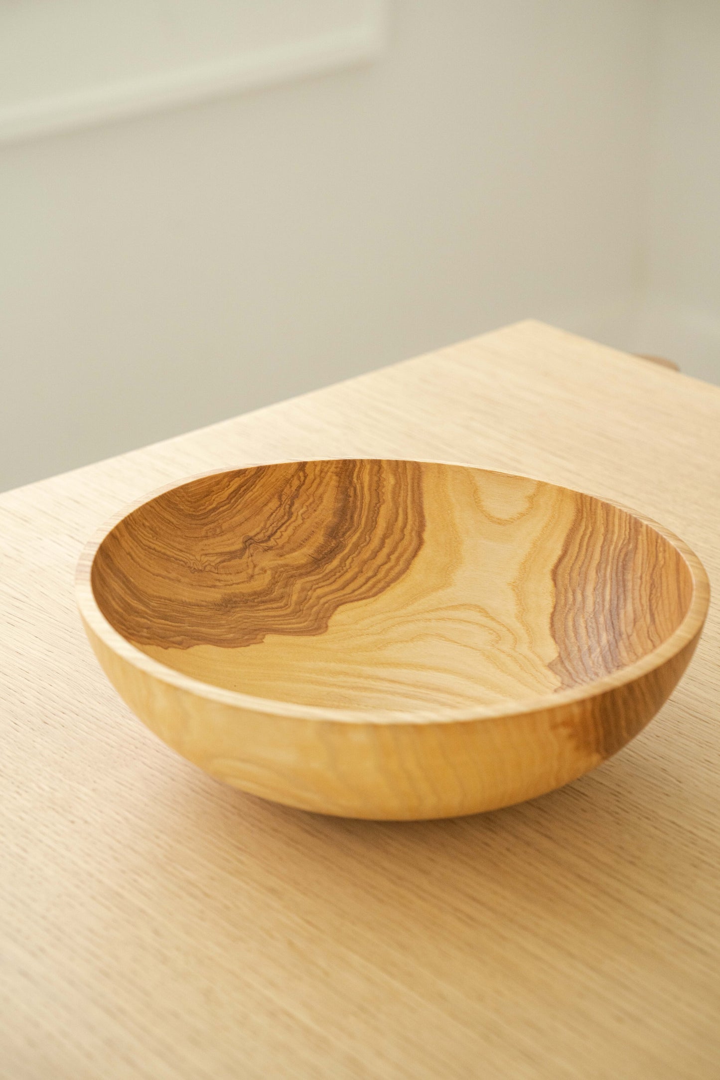 Hand-Carved Large Ash Wood Bowl