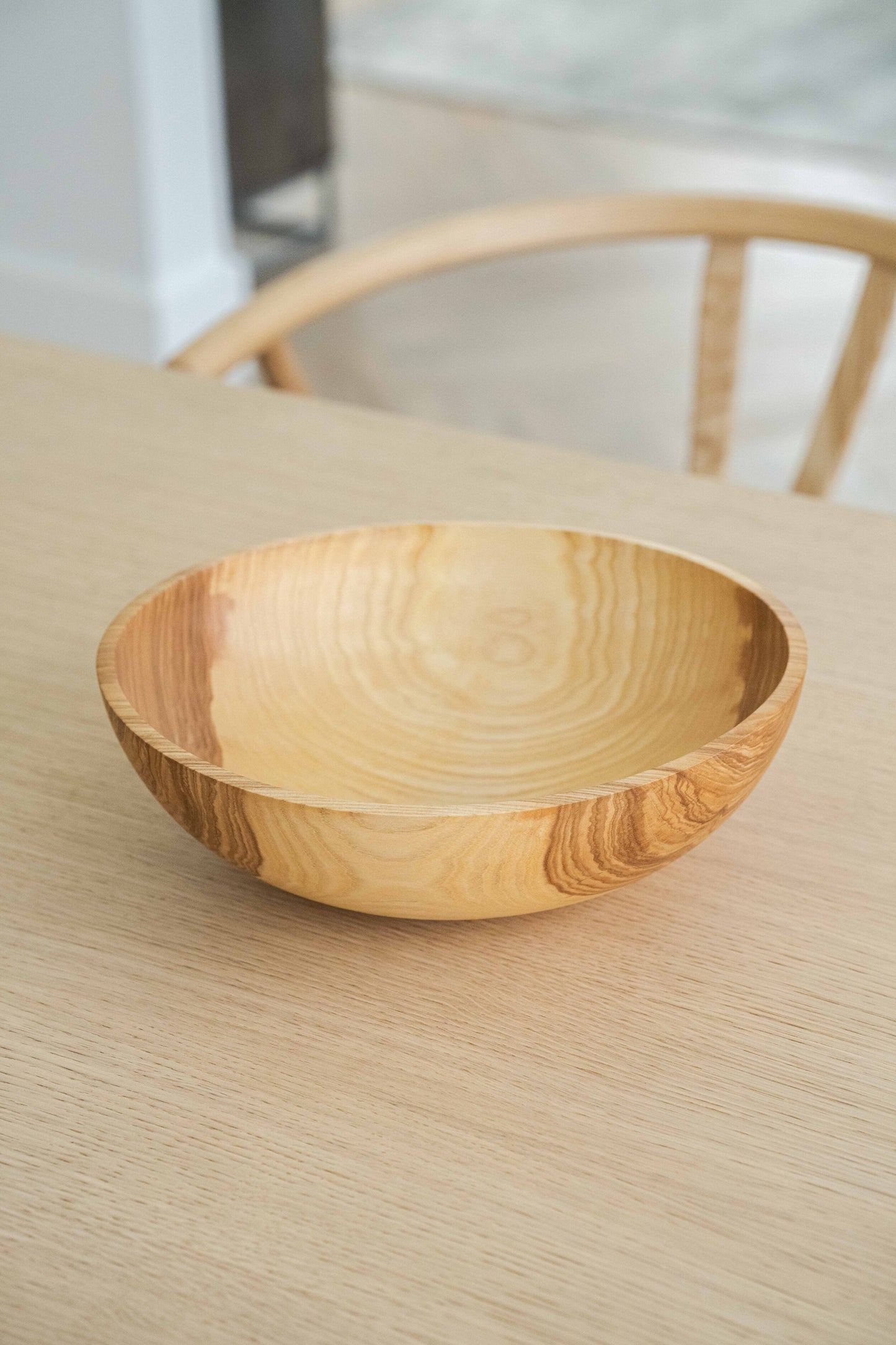 Hand-Carved Large Ash Wood Bowl