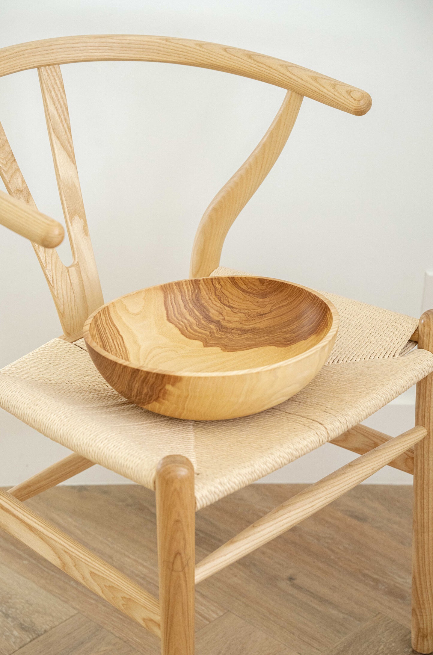 Hand-Carved Large Ash Wood Bowl