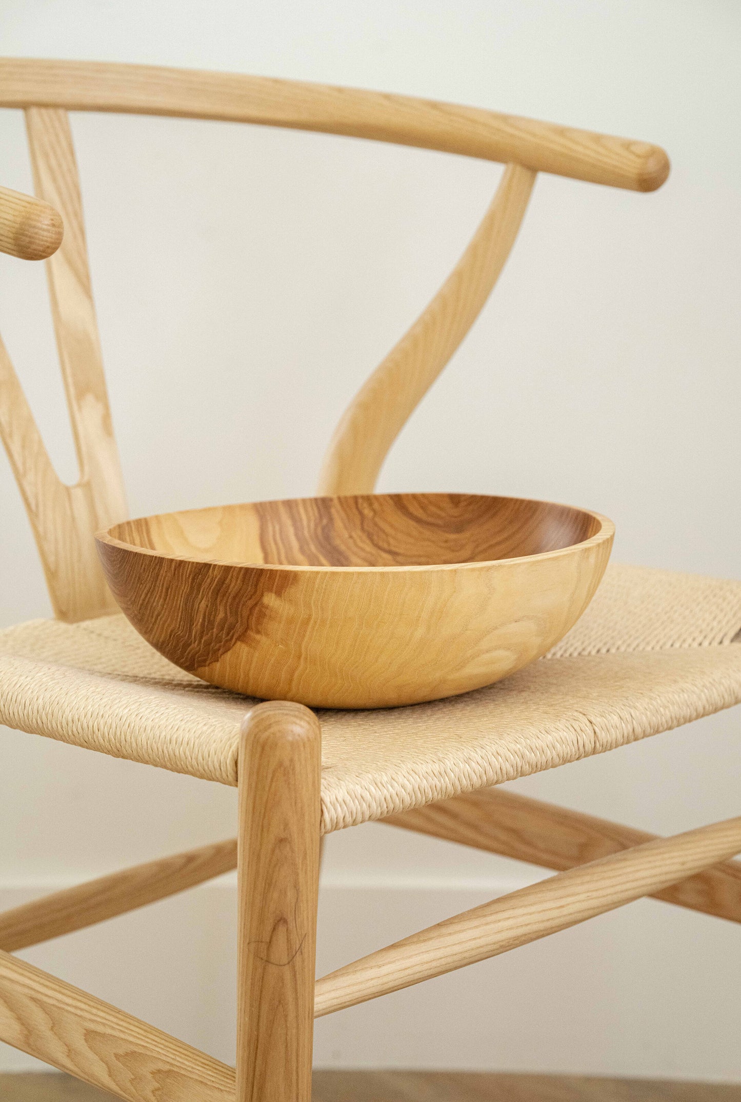 Hand-Carved Large Ash Wood Bowl