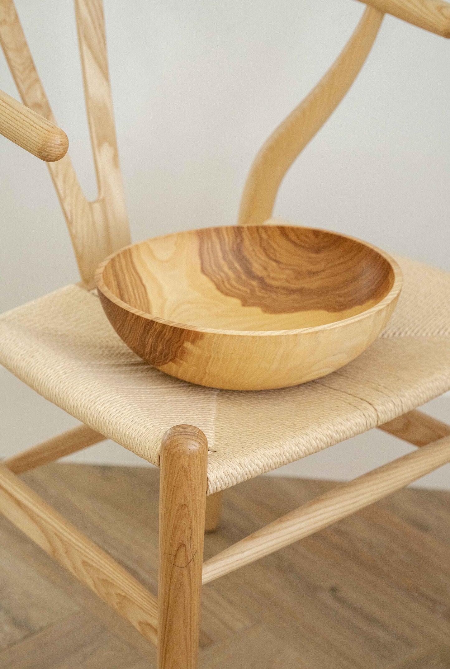 Hand-Carved Large Ash Wood Bowl