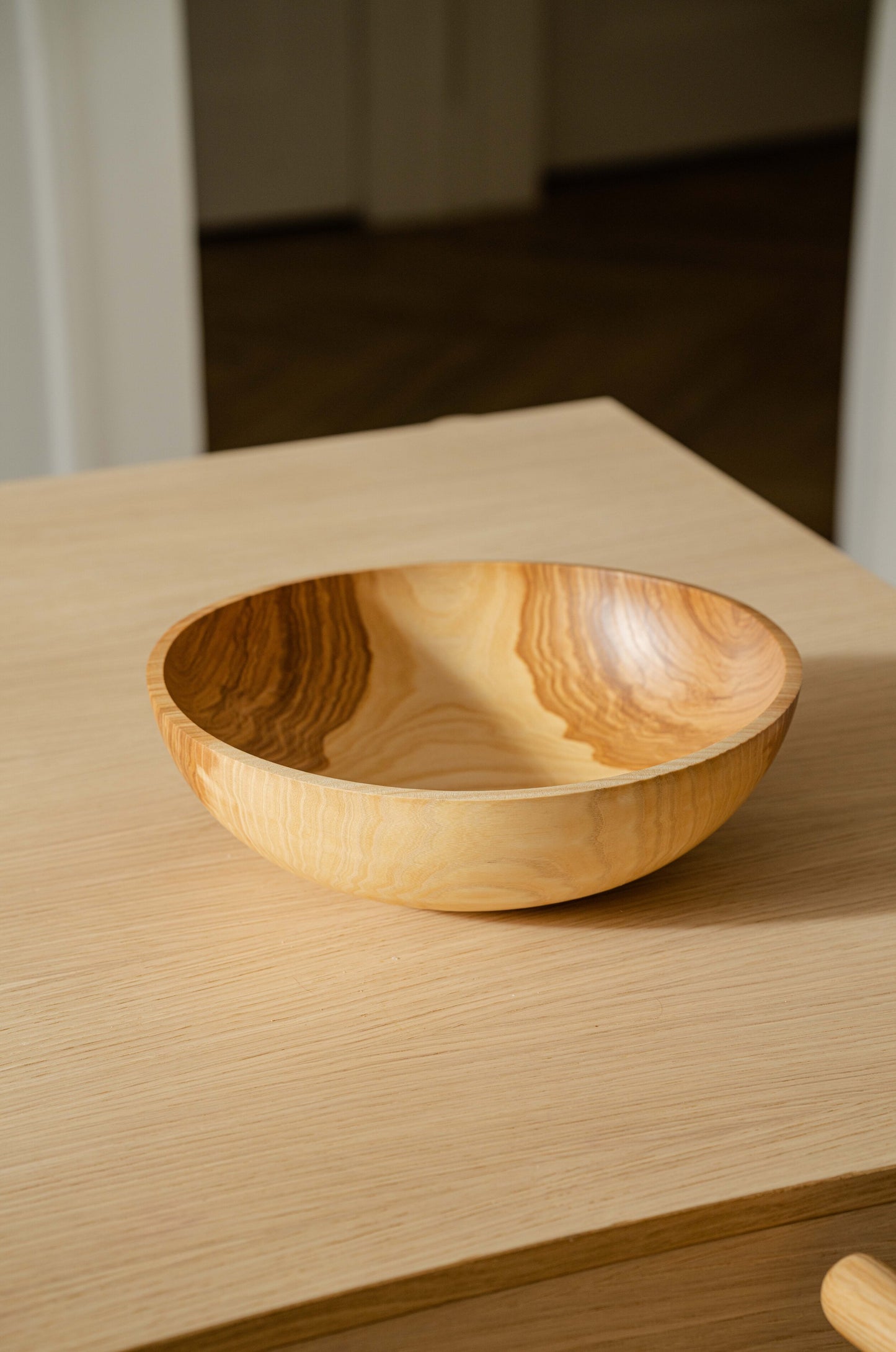 Hand-Carved Large Ash Wood Bowl