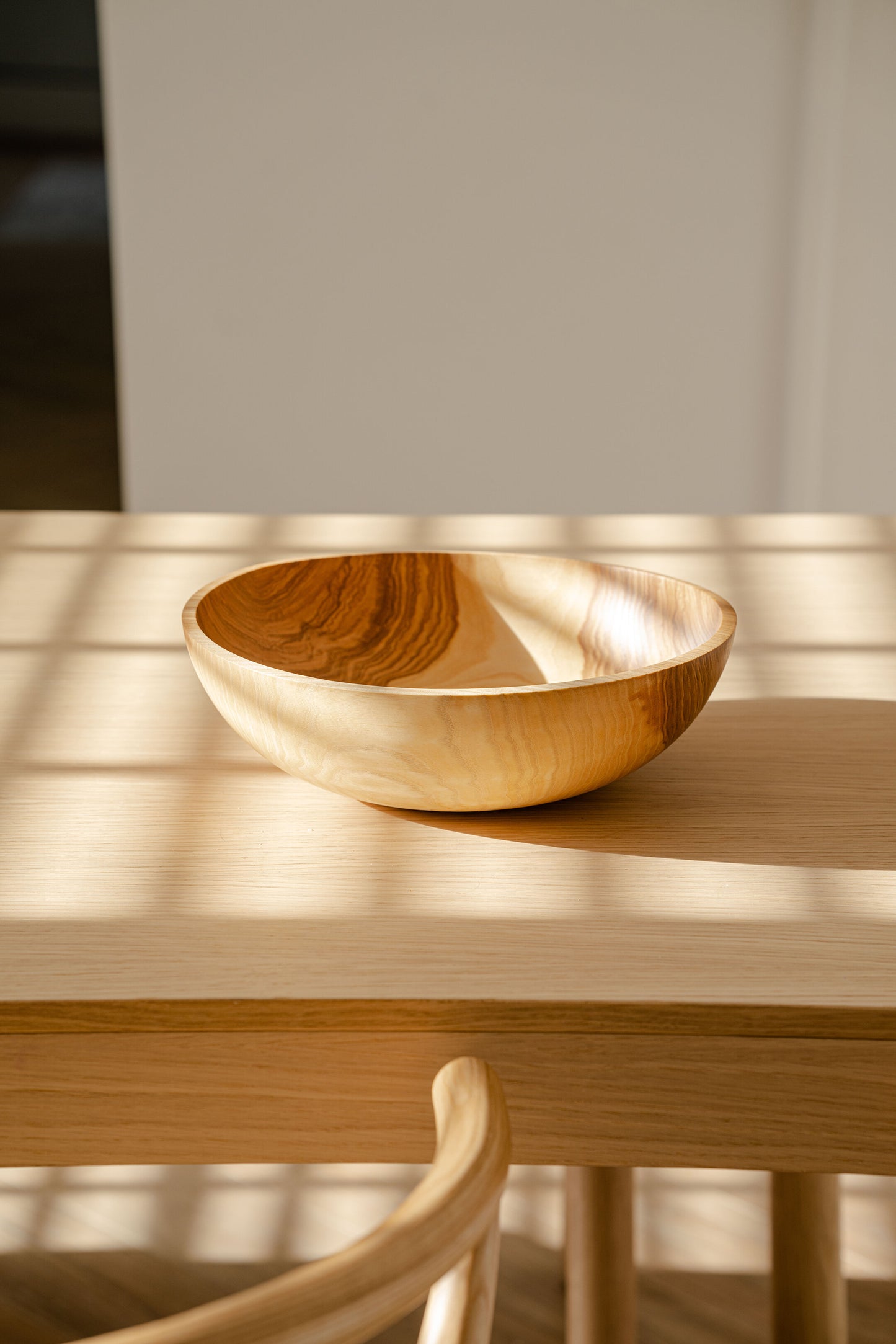 Hand-Carved Large Ash Wood Bowl