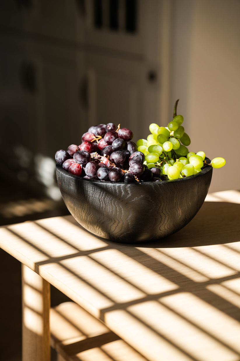 Hand Carved Large Half Charred Wooden Bowl main image 0