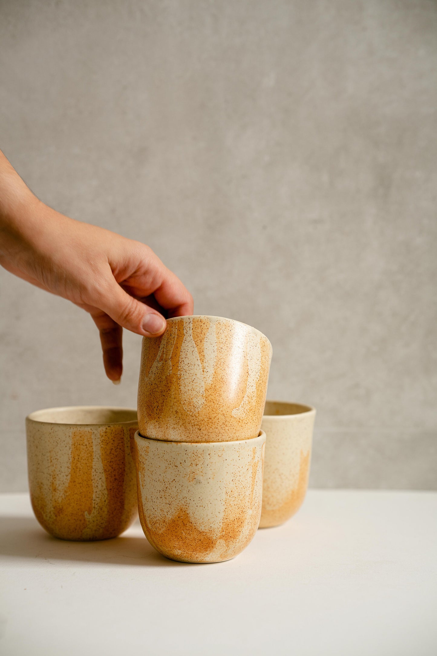 Beige Stoneware Coffee Tumbler