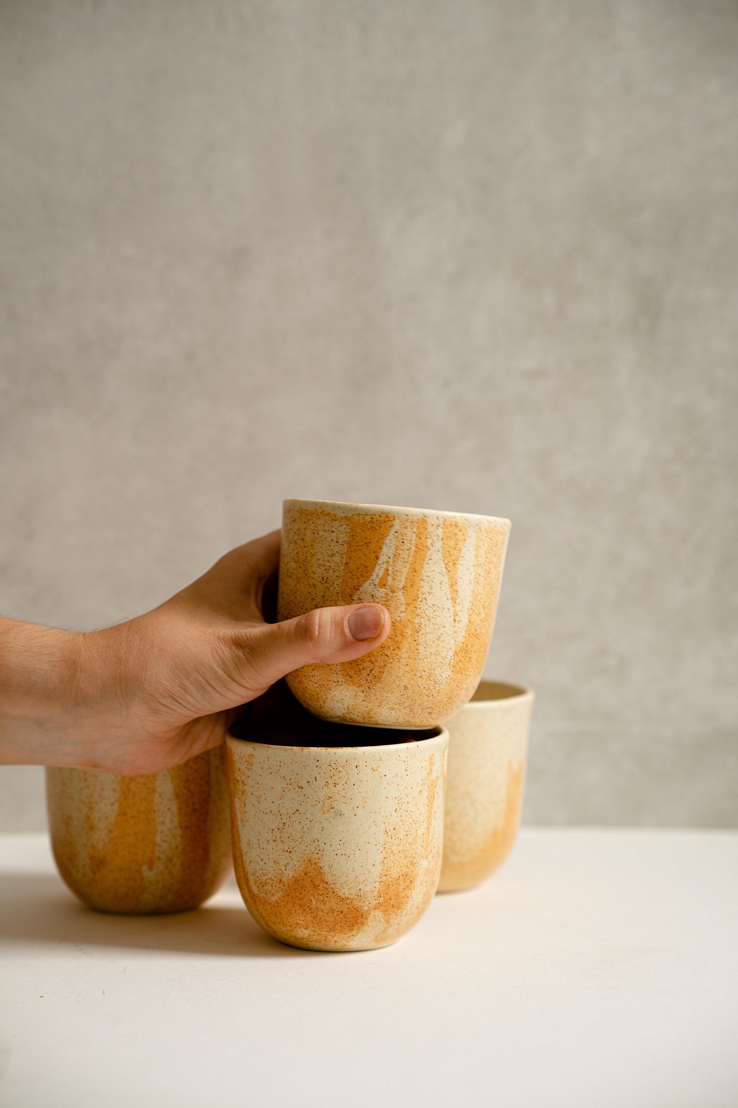 Beige Stoneware Coffee Tumbler