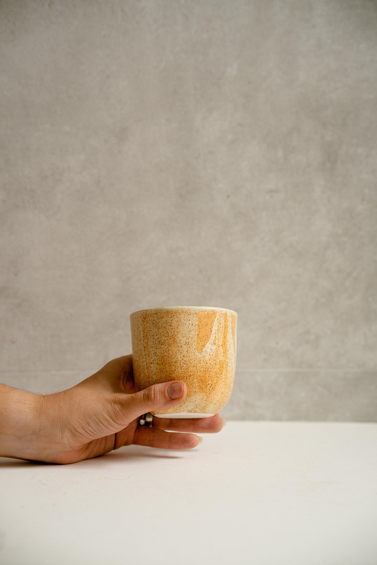 Beige Stoneware Coffee Tumbler