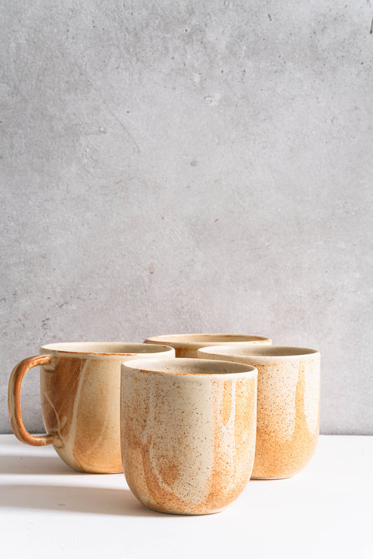 Beige Stoneware Coffee Tumbler