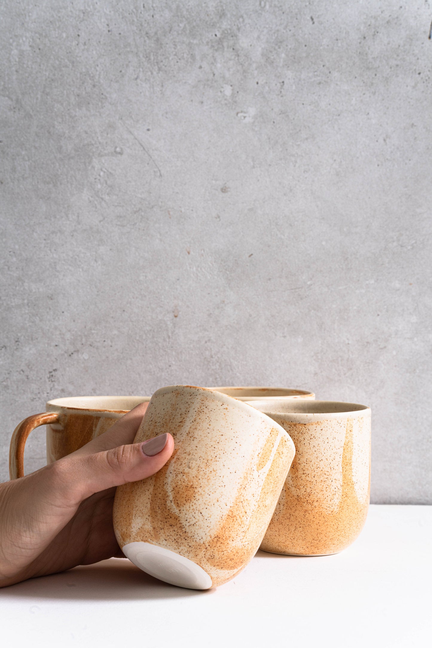 Beige Stoneware Coffee Tumbler