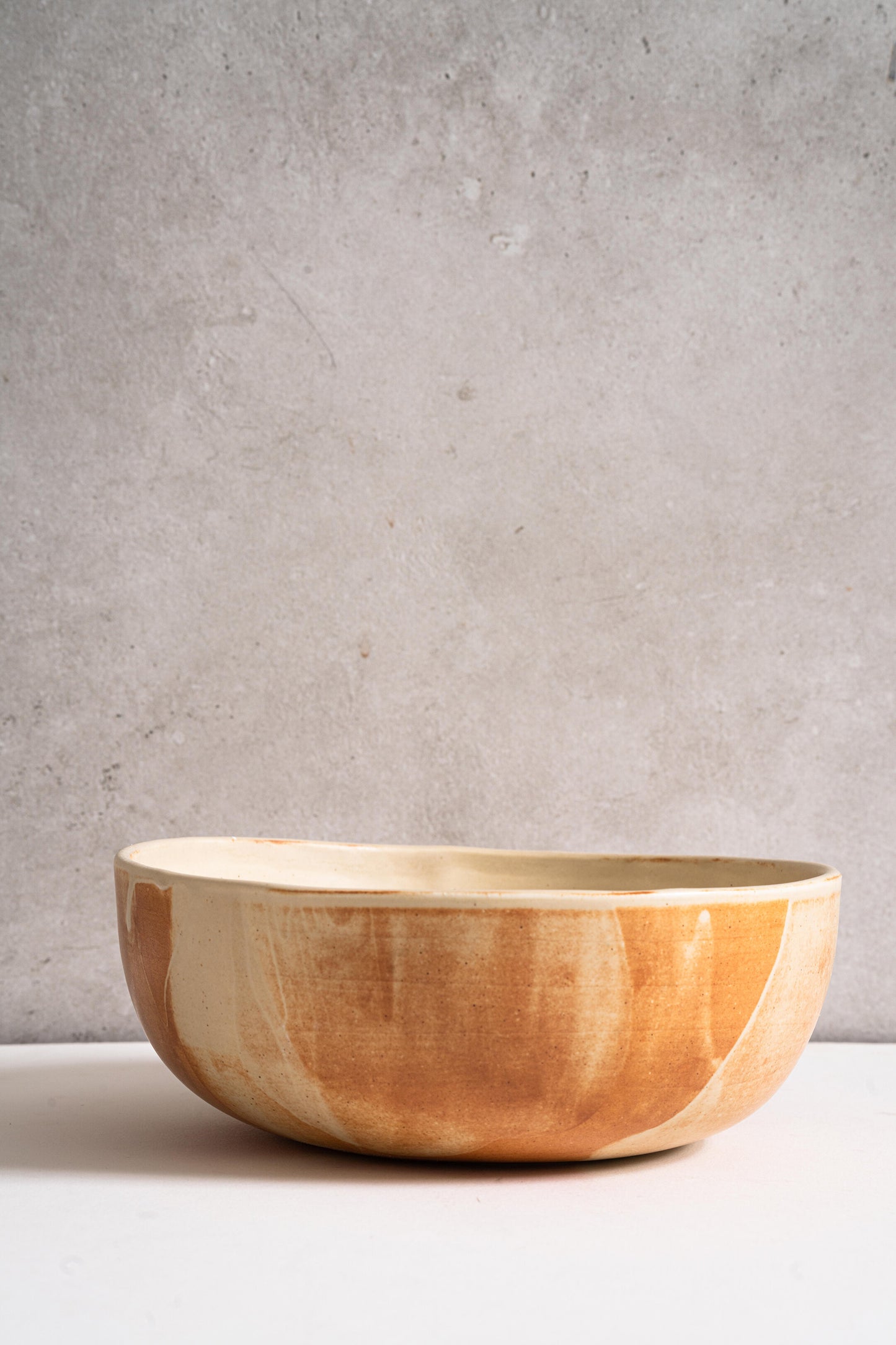 Beige Matte Stoneware Salad Serving Bowl