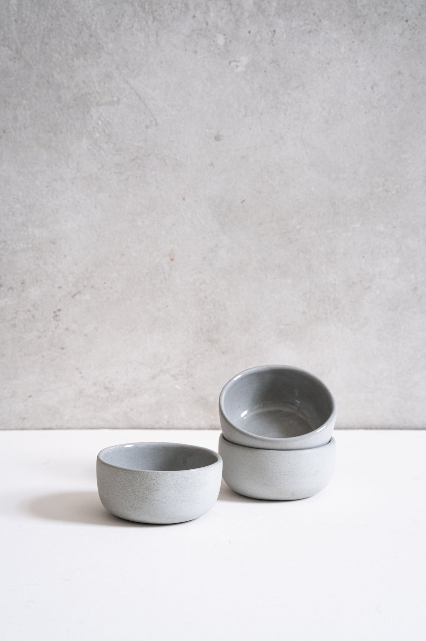 Handmade Porcelain Pinch Bowl. Gray Sky