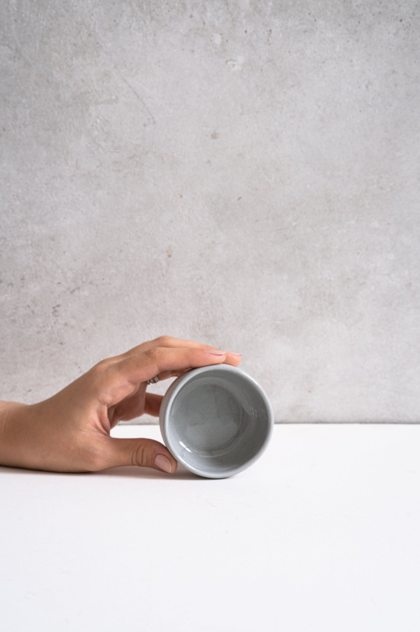 Handmade Porcelain Pinch Bowl. Gray Sky