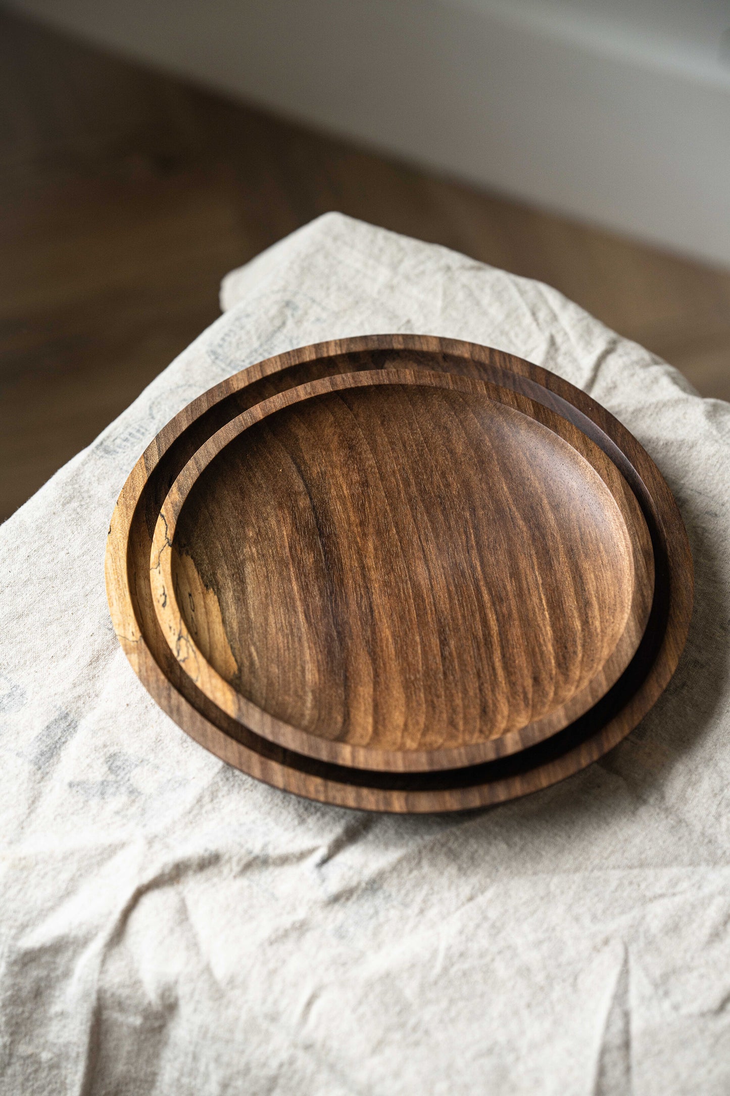 Hand Carved Walnut Wood Plate