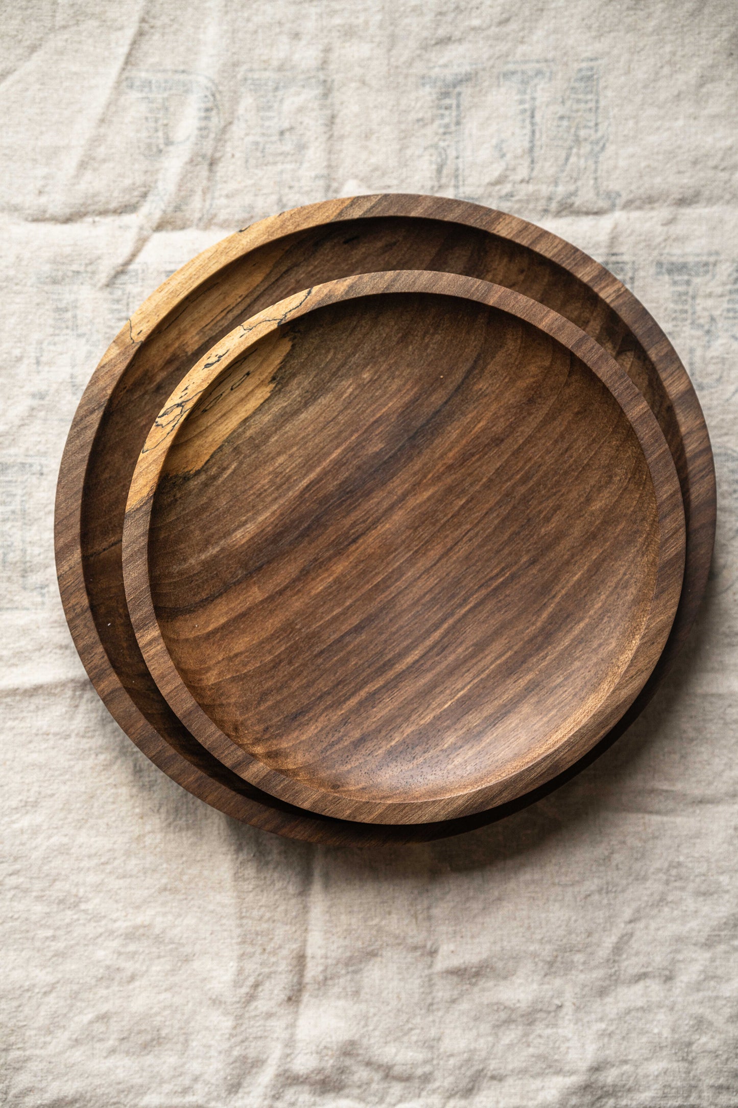 Hand Carved Walnut Wood Plate