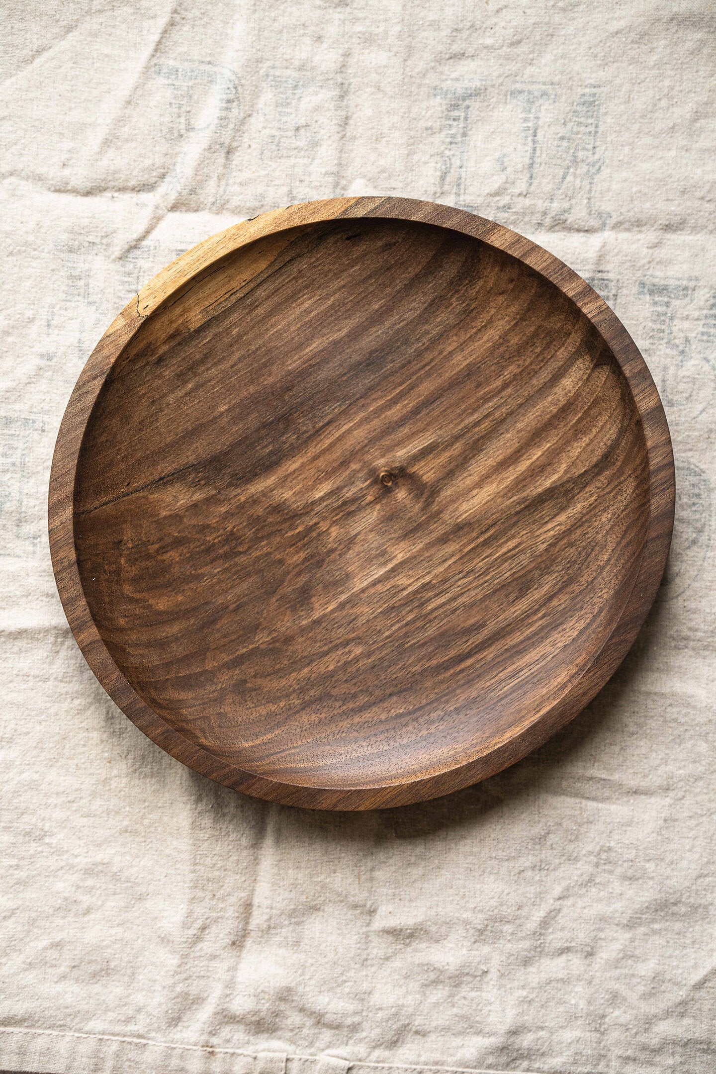 Hand Carved Walnut Wood Plate