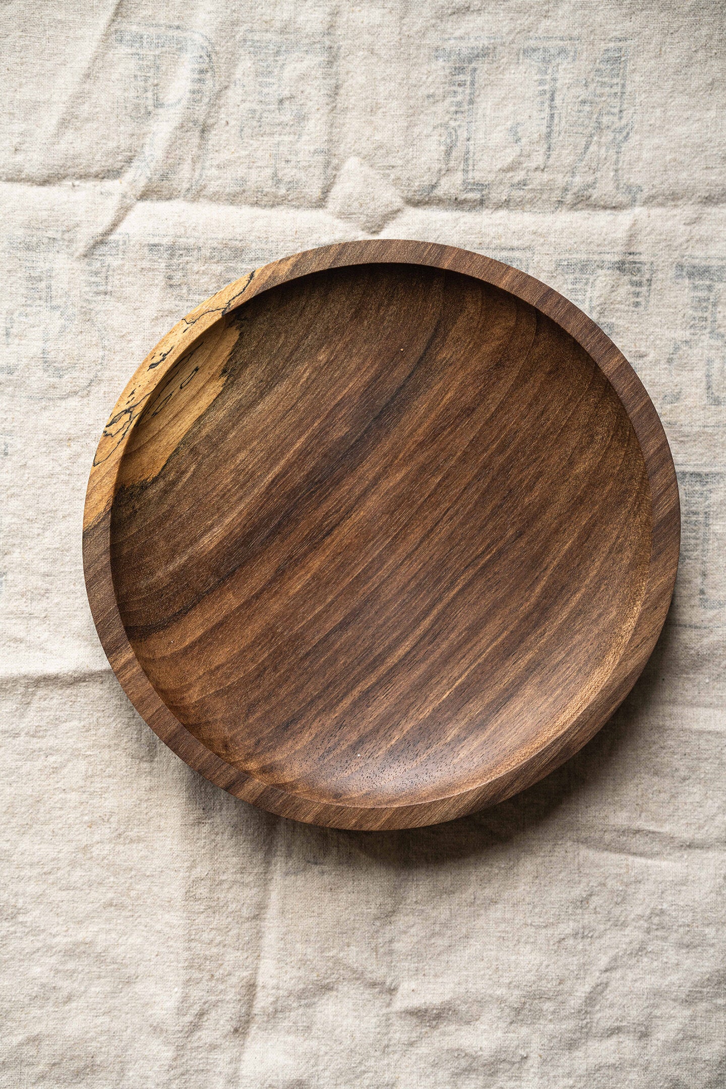 Hand Carved Walnut Wood Plate