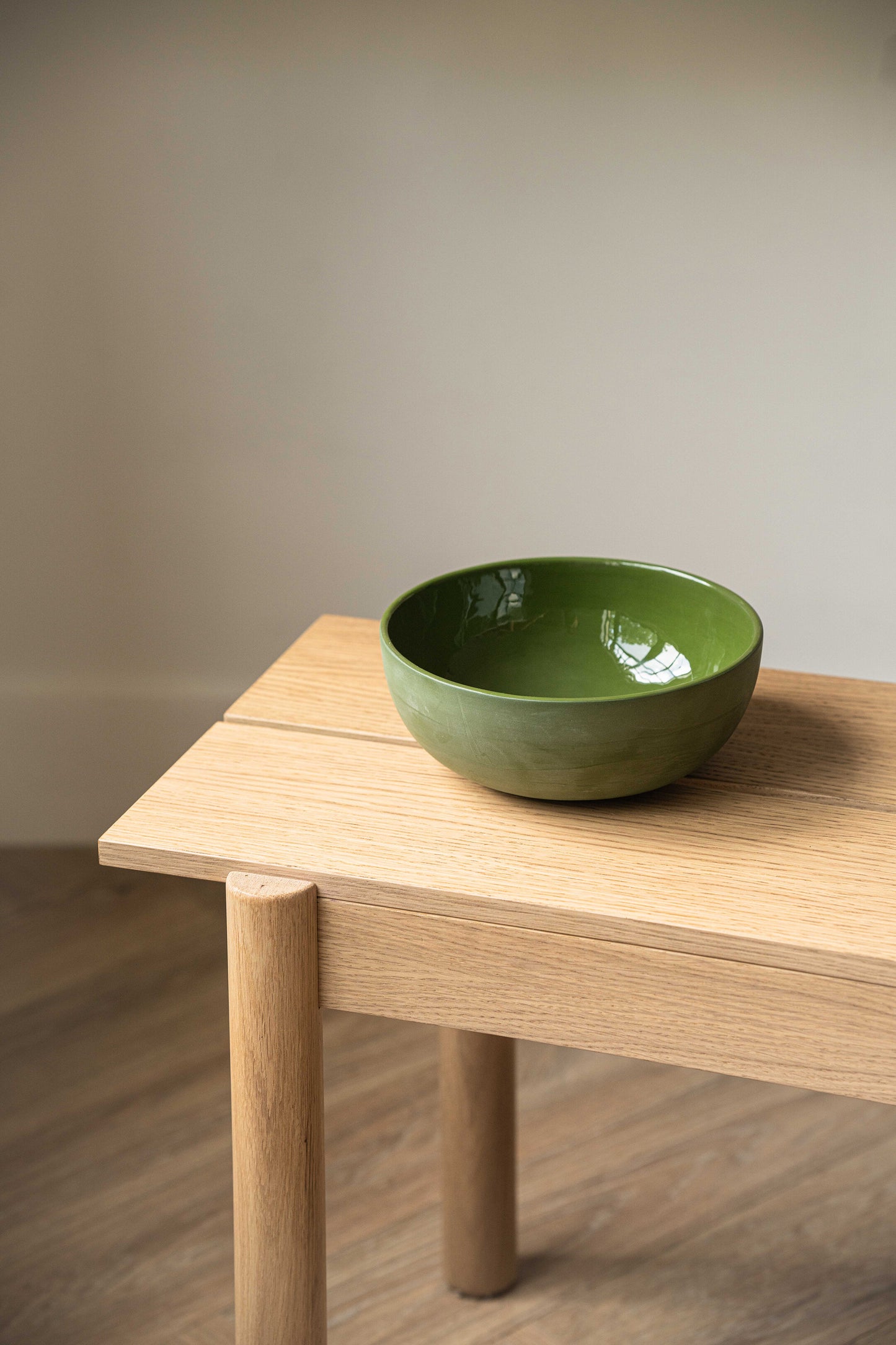 Handmade Porcelain Salad Serving Bowl. Green