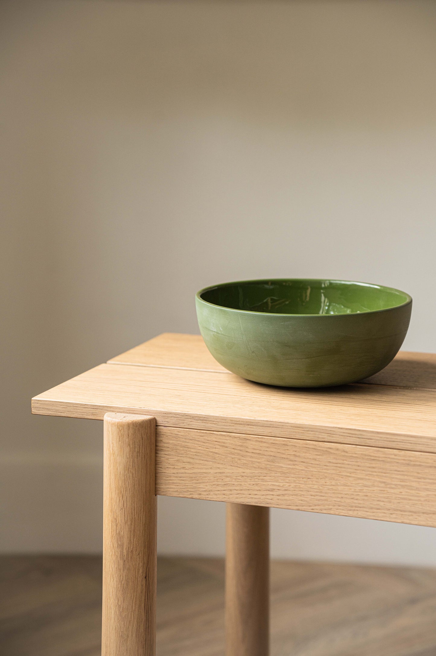 Handmade Porcelain Salad Serving Bowl. Green