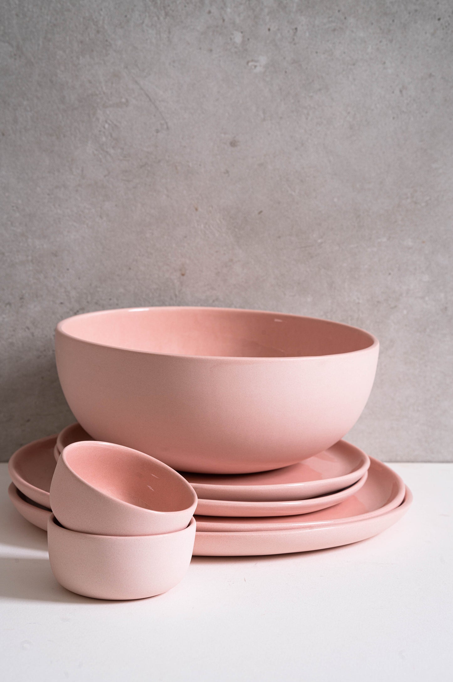 Handmade Porcelain Salad Serving Bowl. Powder Pink