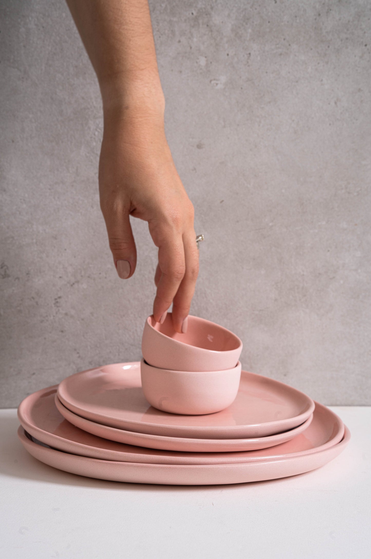 Handmade Porcelain Pinch Bowl. Powder Pink